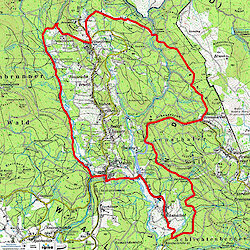 Karte Radtour - Tourenvorschlag mit Start und Ziel in Mauth
